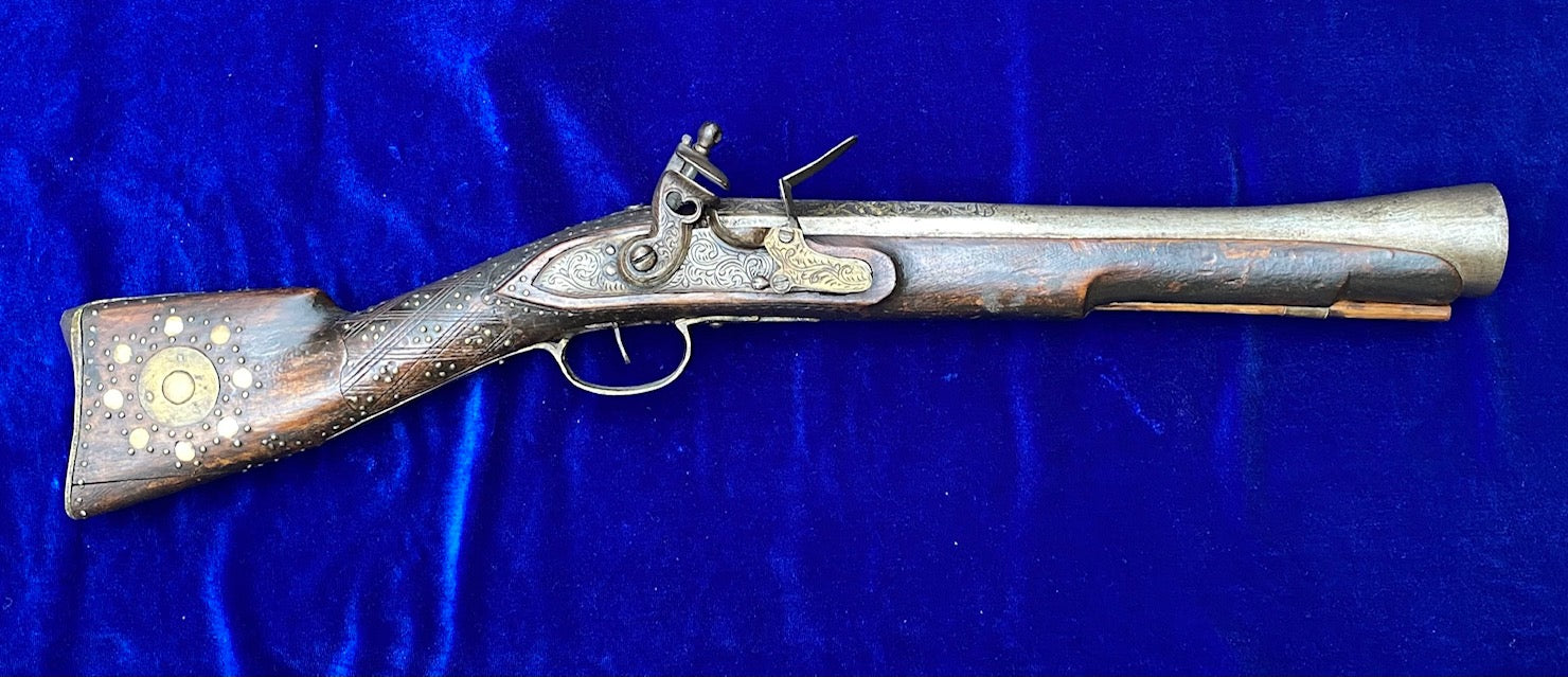 18th Century British Flintlock Blunderbuss Pistol - Brass
