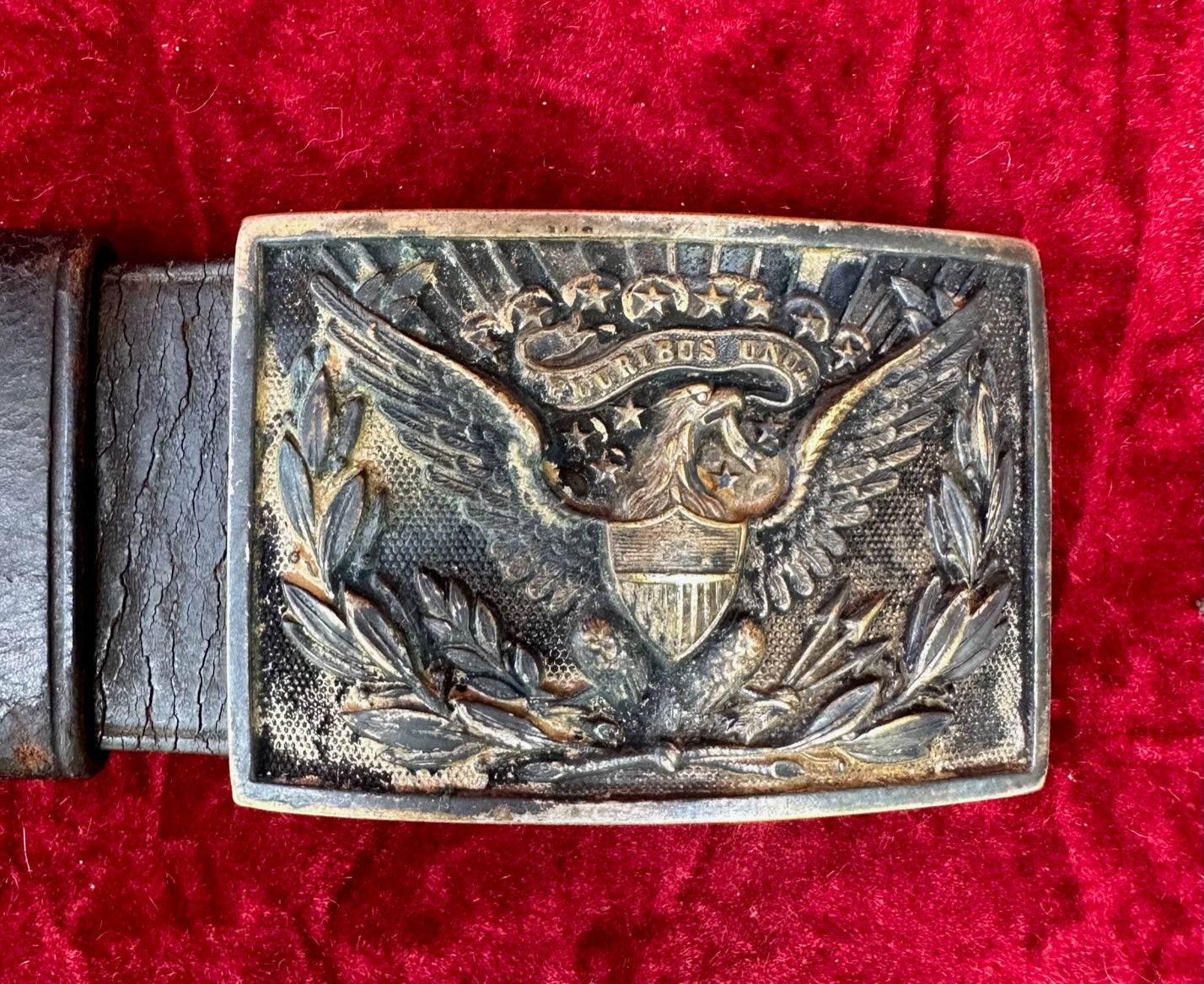 American Civil War Union Officers Leather Sword Belt With Eagle Square  Buckle, Black, Black, Large