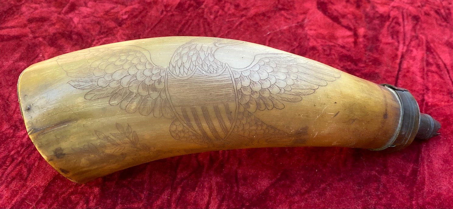 A Good Antique Civil War Period Engraved Powder Horn of Union 2nd Lieu –  Tortuga Trading